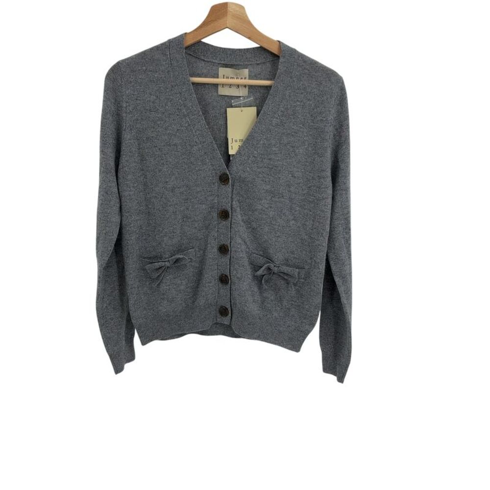 Jumper 1234 Women Bow Pocket Cardigan Gray XS